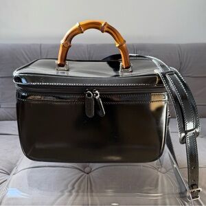 ❗️SOLD❗️Pre Loved Vintage GUCCI Large Patent Leather Bamboo Vanity Case